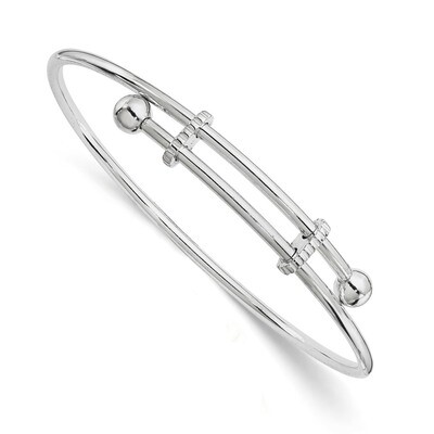 Polished Adjustable Bangle - Sterling Silver Rhodium-plated QG4169 by Amore La Vita, MPN: QG4169, 8…
