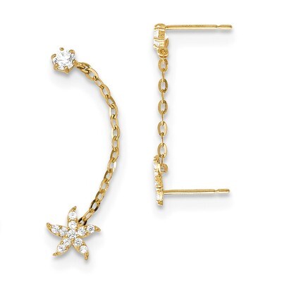 Madi K CZ Diamond Double Post with Chain Starfish Earring 14k Gold SE2564, MPN: SE2564, 886774015866