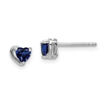 Created Sapphire Heart Post Earrings Sterling Silver Rhodium Plated QE14916SEP, MPN: QE14916SEP, 88…