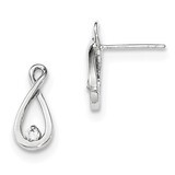 CZ Diamond Post Earrings Sterling Silver Rhodium-plated QE12313, MPN: QE12313, 883957732886