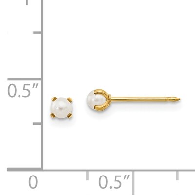 3mm Simulated Pearl Earrings 14k Gold 108E, MPN: 108E,