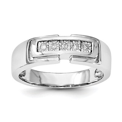 Men&#39;S Polished Diamond Ring Sterling Silver Rhodium QR6466-10, MPN: QR6466, 191101487330