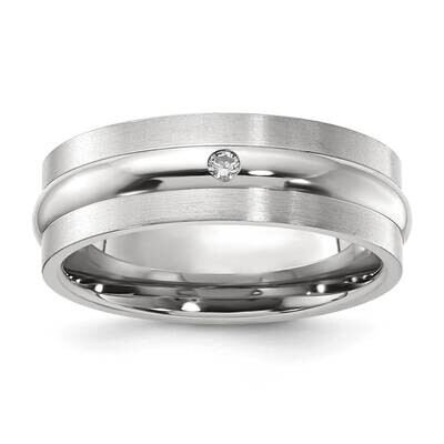 Titanium 7mm Brushed &amp; Polished 0.05ct Diamond with Raised Center Band NST71-7