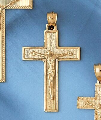 Dazzlers Jewelry Jesus Christ on Cross Pendant Necklace Charm Bracelet in Yellow, White or Rose Gol…