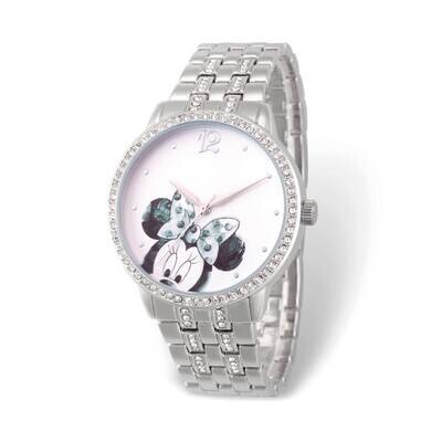 Disney Minnie Mouse Crystal Bezel Silver-tone Adult Watch XWA6176, MPN: XWA6176, 842885110296