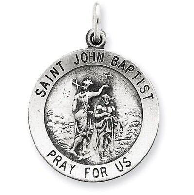 Saint John the Baptist Medal Antiqued Sterling Silver QC5735, MPN: QC5735, 191101183942