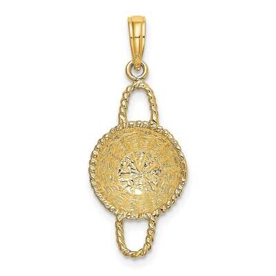 2 Handles Round Basket Charm 14k Gold 3-D K7989, MPN: K7989, 637218051083