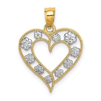 Beaded Cut-Out Heart with Flowers Charm 14k Two-tone Gold K9252, MPN: K9252, 637218088447