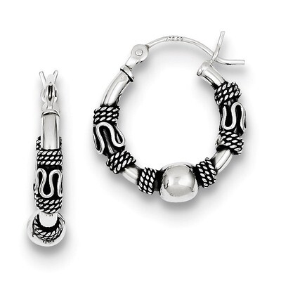 Hoop Earrings Antiqued Sterling Silver QE6857, MPN: QE6857, 883957576442