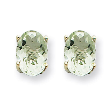 7x5 Oval Green Quartz Earrings 14k White Gold XE87WAG, MPN: XE87WAG, 883957107585