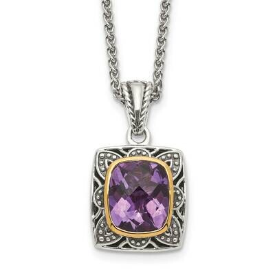 Amethyst Necklace Sterling Silver 14k Gold Polished QTC1581, MPN: QTC1581, 883957232171
