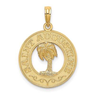 Saint Augustine On Round Frame with Palm Tree Charm 14k Gold K7562, MPN: K7562, 637218115990