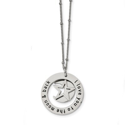 I Love You To The Moon 20 Inch Necklace Stainless Steel Polished Engravable SRN2484-20, MPN: SRN248…