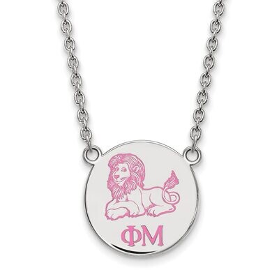 Phi Mu Small Enameled Pendant with 18 Inch Chain Sterling Silver SS045PHM-18, MPN: SS045PHM-18, 886…