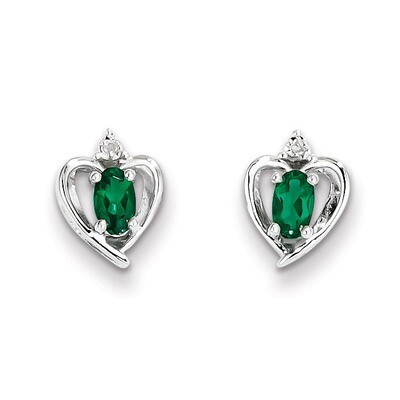 Emerald &amp; Diamond May Earrings Sterling Silver QBE19MAY, MPN: QBE19MAY, 883957524535