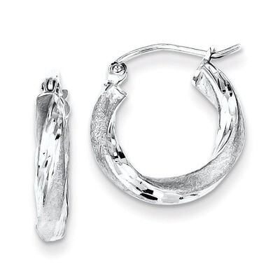 Satin Finished Twisted Hoop Earrings Sterling Silver Rhodium-plated QE4609, MPN: QE4609, 8839579322…
