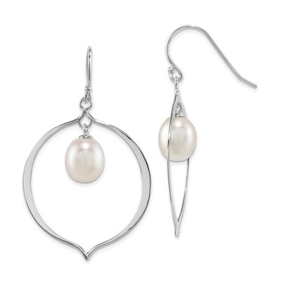 8-9mm White Rice Cultured Freshwater Pearl Polished Dangle Earrings Sterling Silver QE13905, MPN: Q…