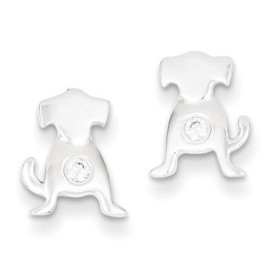 Diamond Dog Post Earrings Sterling Silver Polished QE8679, MPN: QE8679, 883957570280