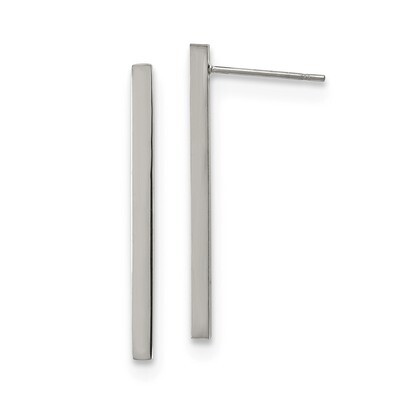 Bar Post Earrings Stainless Steel Polished SRE1212S by Chisel, MPN: SRE1212S, 191101499531