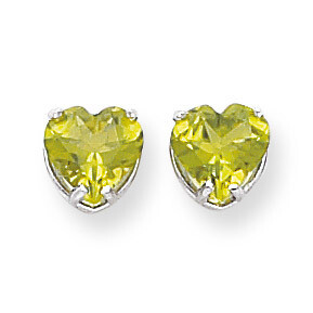 8mm Heart Peridot earring 14k White Gold XE100WPE, MPN: XE100WPE, 883957088976