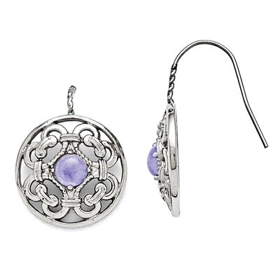 Polished Synthetic Purple Calcedony Earrings - Stainless Steel SRE778 by Chisel, MPN: SRE778, 19110…
