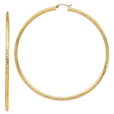 Lightweight 3mm Diamond-Cut Hoop Earrings 14k Gold TC1015, MPN: TC1015, 883957901695