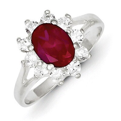 Red Oval Diamond Cluster Ring Sterling Silver QR4332, MPN: QR4332, 883957437422