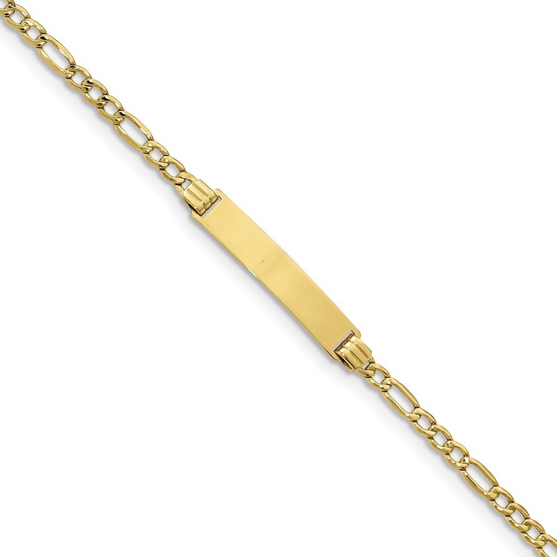 8 Inch Semi-solid Figaro Link ID Bracelet 10k Gold 10DCID107-8, MPN: 10DCID107-8, 191101440564