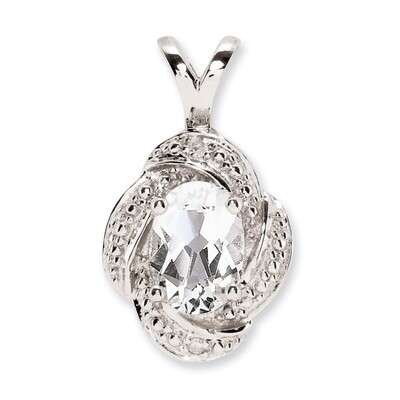 April White Topaz Pendant Sterling Silver Diamond QBPD12APR, MPN: QBPD12APR, 883957431376