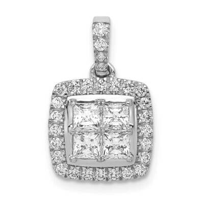 1Ct. Diamond Square Cluster Pendant 14k White Gold PM4372-100-WA, MPN: PM4372-100-WA, 883957510200