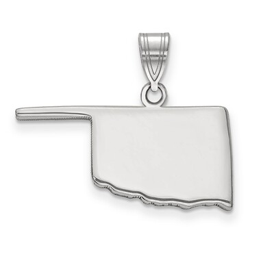 Oklahoma State Pendant Charm 14k White Gold Engravable XNA707W-OK, MPN: XNA707W-OK, 886774753683