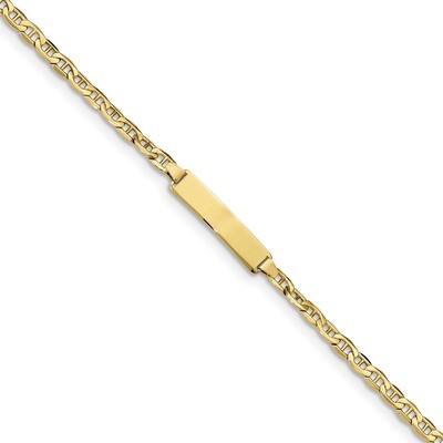 6 Inch Semi-solid Anchor Link ID Bracelet 10k Gold 10DCID139-6, MPN: 10DCID139-6, 191101440762