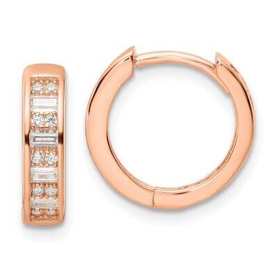 Rose-Tone CZ Diamond Hinged Hoop Earrings Sterling Silver Polished QE16300, MPN: QE16300, 196904167…