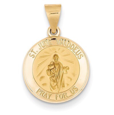 Saint Jude Thaddeus Medal Pendant 14k Gold Polished and Satin XR1345, MPN: XR1345, 886774619453