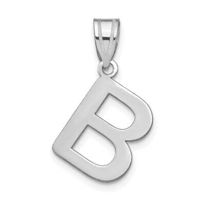 Bubble Letter B Initial Pendant 14k White Gold Polished YC1441WB, MPN: YC1441WB, 196904085875