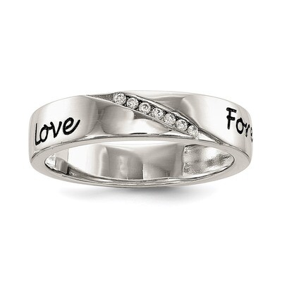 CZ Diamond Enameled Love Forever Ring Sterling Silver QR6584, MPN: QR6584, 883957965253