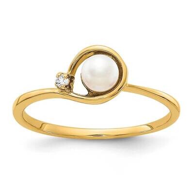 4mm Freshwater Cultured Pearl Diamond Ring 14k Gold Y1890PL_AA, MPN: Y1890PL_AA, 883957985442