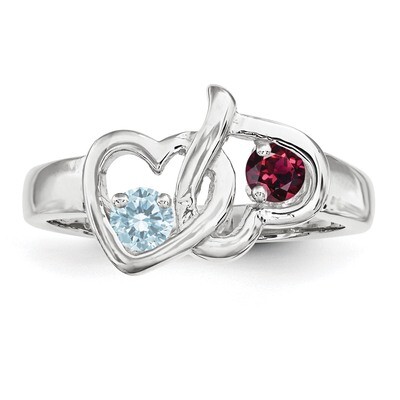 Synthetic 2 Stone Mother&#39;s Ring Sterling Silver Rhodium-plated XMR92/2SS-10, MPN: XMR92_2W--6, 8839…