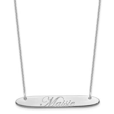 Polished Oblong Edwardian Script Bar Necklace 10k White Gold Medium 10XNA1221W, MPN: 10XNA1221W,