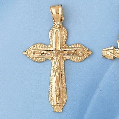 Dazzlers Jewelry Jesus Christ on Cross Pendant Necklace Charm Bracelet in Yellow, White or Rose Gol…