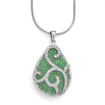 Teardrop Necklace Sterling Silver &amp; Cubic Zirconia QMP1253-18, MPN: QMP1253-18, 191101195556