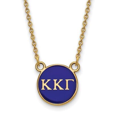 Kappa Kappa Gamma Extra Small Enameled Pendant with 18 Inch Chain Gold-plated Silver GP029KKG-18, M…