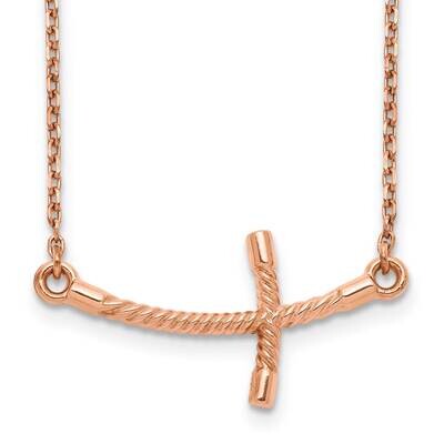 Sideways Curved Twist Cross Necklace 14k Rose Gold Large SF2091-19, MPN: SF2091-19, 191101642975