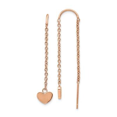 Rose Ip-Plated Threader Heart Dangle Earrings Stainless Steel Polished SRE1349, MPN: SRE1349, 19110…