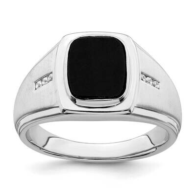 Satin Onyx Diamond Mens Ring 14k White Gold Polished RM8439-OX-006-WA, MPN: RM8439-OX-006-WA, 19690…