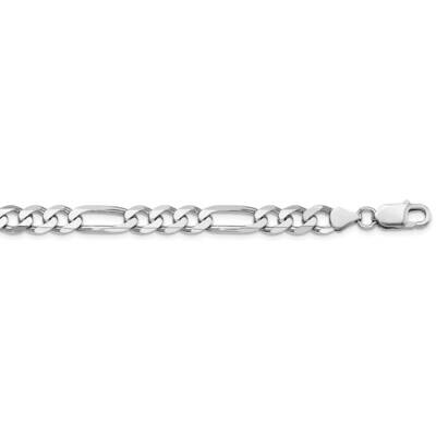 7.5mm Figaro Chain 22 Inch Sterling Silver Rhodium-Plated QFG200R-22, MPN: QFG200R-22,