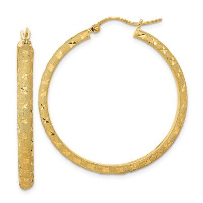Brushed Diamond-Cut Fancy Hoop Earrings 14k Gold Polished TC1037, MPN: TC1037, 883957983004