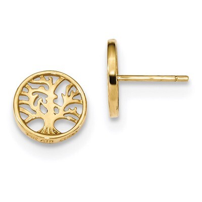 Round Tree Post Earrings 14k Gold YE1829, MPN: YE1829, 191101056444