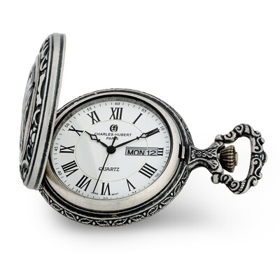 Charles Hubert Antique Chrome Finish Eagle Medallion Pocket Watch  XWA6141, MPN: XWA6141, 848870008…