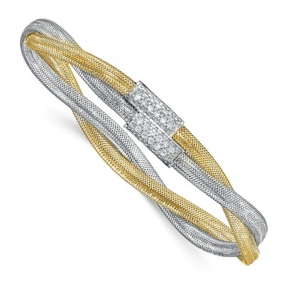 Leslie&#39;s CZ Polished Mesh Stretch Bracelet 14k Rhodium-plated HB-LF1125, MPN: LF1125, 191101680960